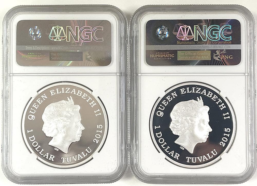 2015 Tuvalu Silver Star Trek Captain Kirk & USS Enterprise 2-Coin Set in NGC PF 70 Ultra Cameo