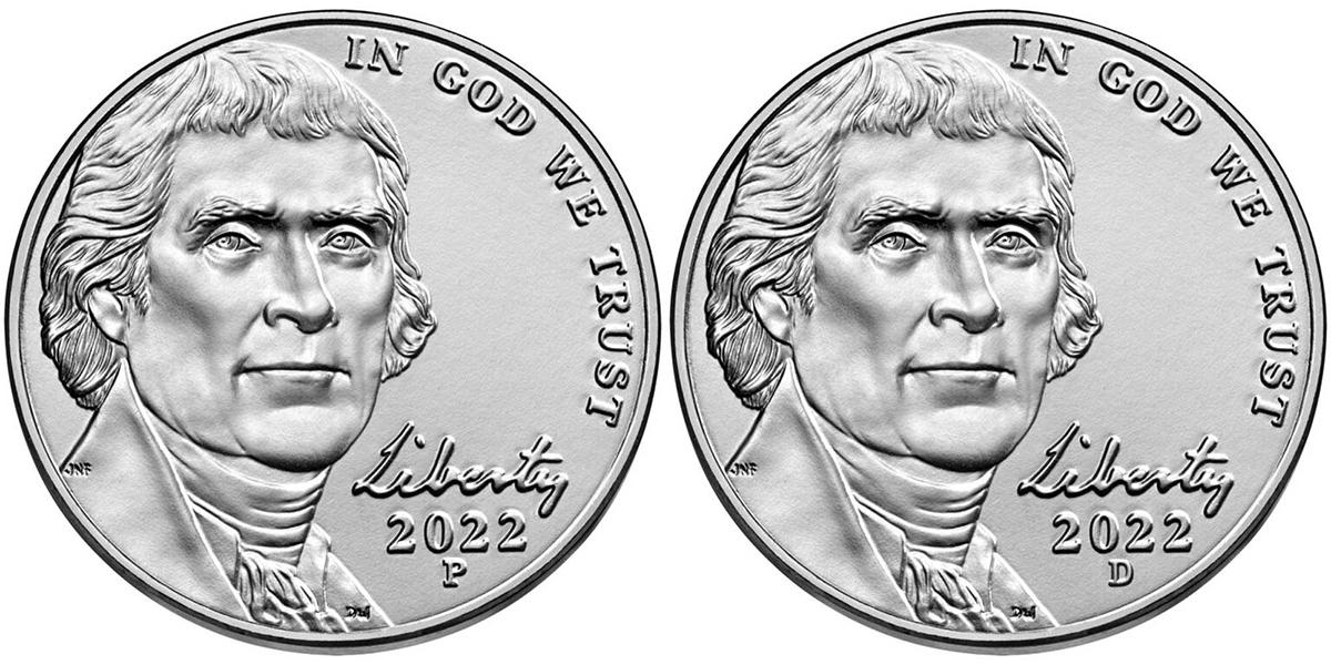 2022 P & D Jefferson Nickels Gem BU (Brilliant Uncirculated)