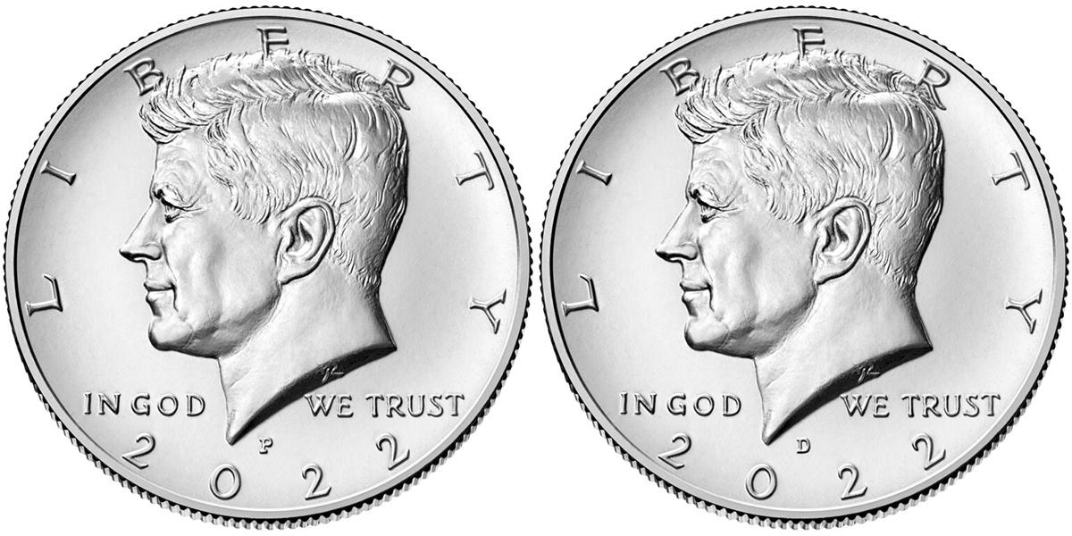 2022 P & D Kennedy Half Dollars GEM BU 2022 Kennedy Halves