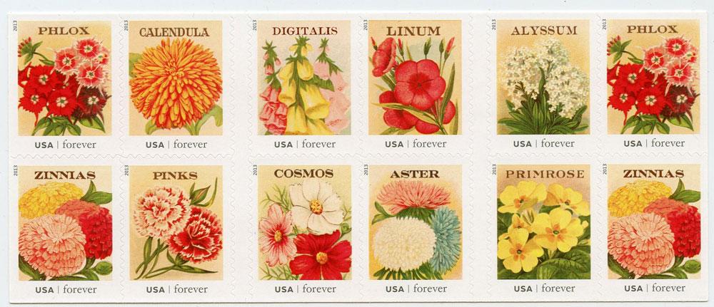 2013 Vintage Seed Packet US Postage Stamp Booklet of 20 Scott #4754 - 4763