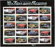 2008 Fins and Chrome 42 Cent US Postage Stamp Unused Sheet of 20 Scott #4353 - #4357