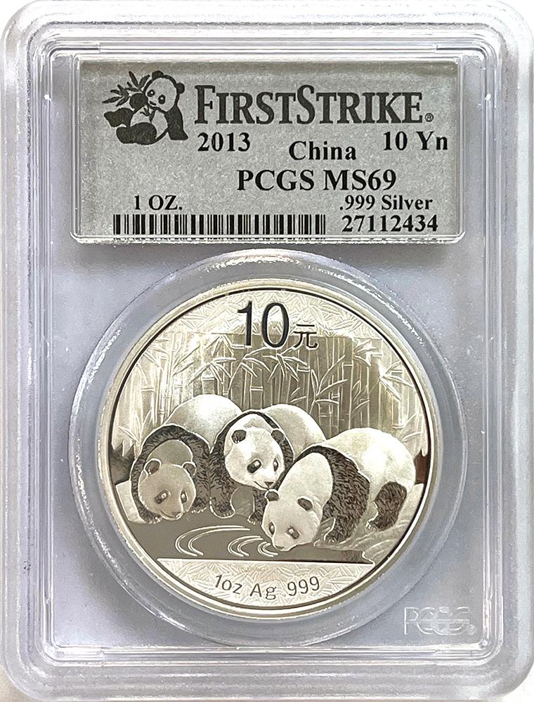 2013 PCGS MS69 Chinese Panda First Strike 1 oz .999 Fine Silver Bullion Coin