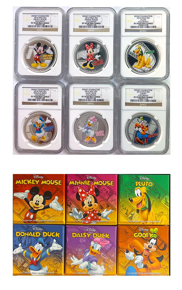 2014 Disney Limited Edition 1oz Silver Proof Six Coin Set in NGC PF 70 Ultra Cameo from Niue