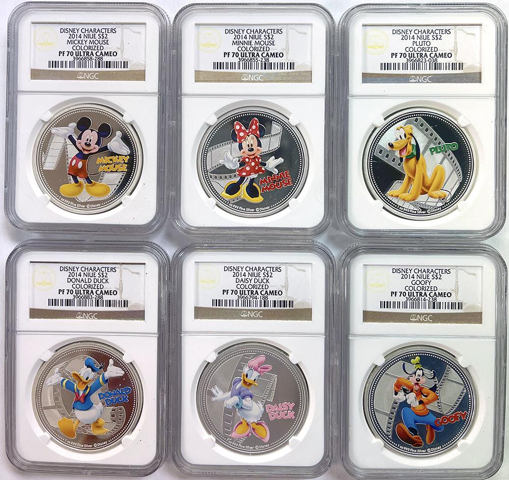 2014 Disney Limited Edition 1oz Silver Proof Six Coin Set in NGC PF 70 Ultra Cameo from Niue