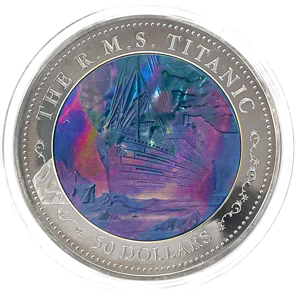 2012 Titanic 100th Anniversary Mother of Pearl $50 5oz Silver Proof Coin from Fiji