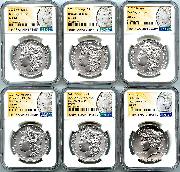 2021 Morgan and Peace Dollar 100th Anniversary 6 Coin Set NGC MS 70 First Day of Issue