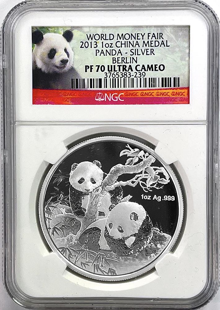 2013 China Medal Panda Proof Silver World Money Fair Berlin in NGC PF 70 Ultra Cameo