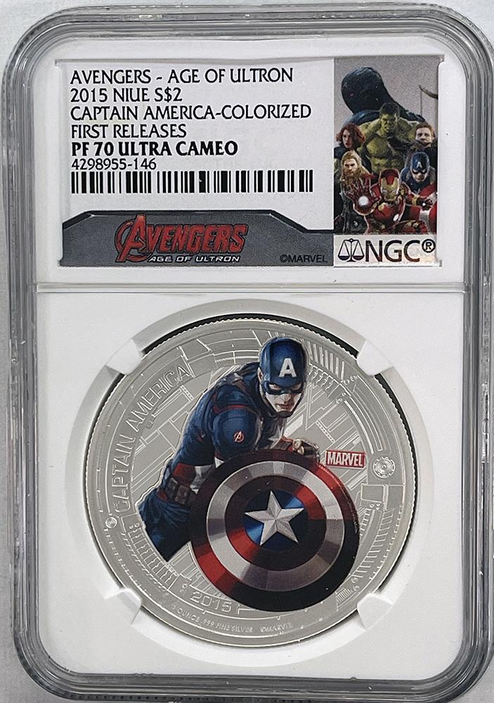 2015 Marvel Avengers Age of Ultron 1oz Silver Proof Five Coin Set from Niue in NGC First Releases PF 70 Ultra Cameo