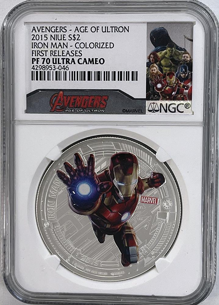 2015 Marvel Avengers Age of Ultron 1oz Silver Proof Five Coin Set from Niue in NGC First Releases PF 70 Ultra Cameo