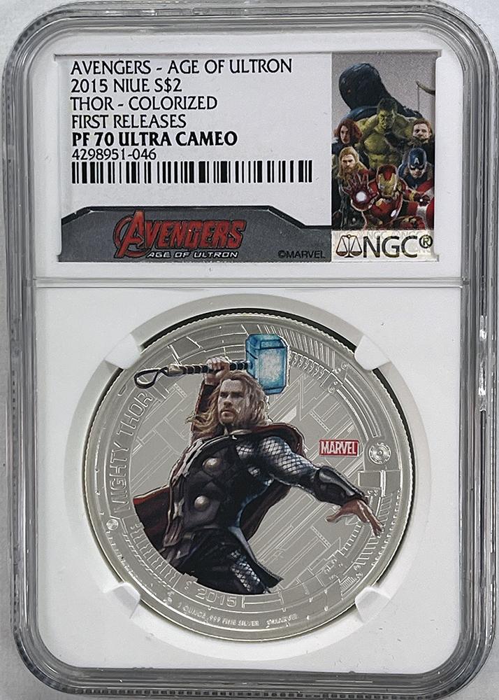 2015 Marvel Avengers Age of Ultron 1oz Silver Proof Five Coin Set from Niue in NGC First Releases PF 70 Ultra Cameo