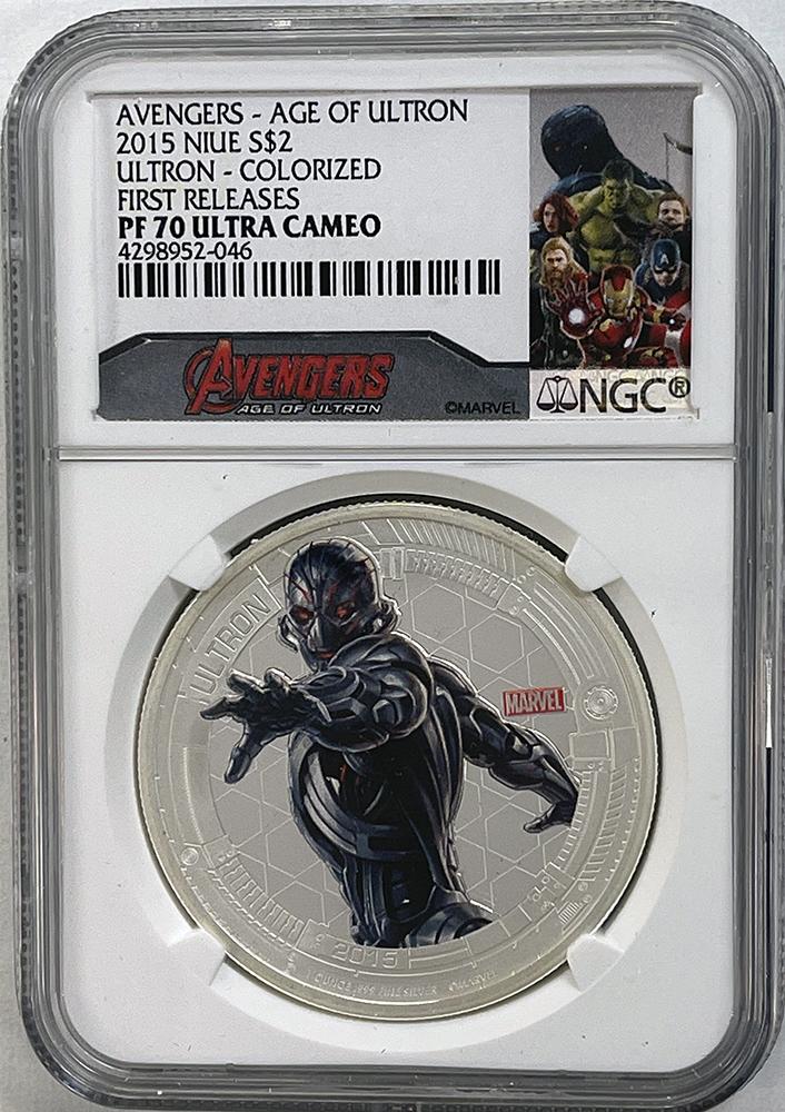 2015 Marvel Avengers Age of Ultron 1oz Silver Proof Five Coin Set from Niue in NGC First Releases PF 70 Ultra Cameo