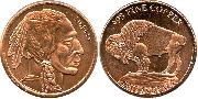 Buffalo Nickel Design 1oz Copper Round .999 Fine