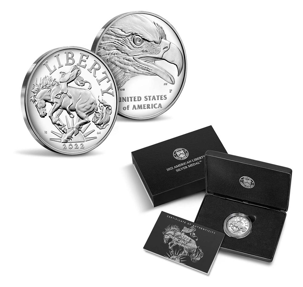 2022-P American Liberty Proof 1 Oz .999 Silver Medal Box & COA