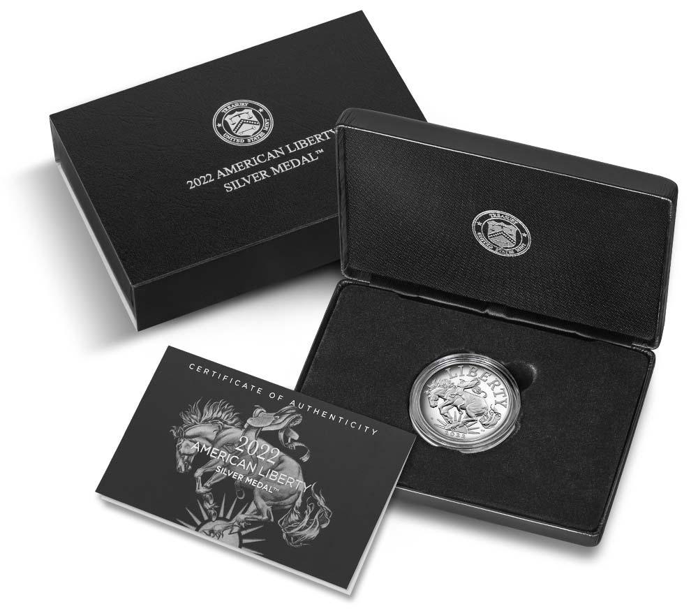 2022-P American Liberty Proof 1 Oz .999 Silver Medal Box & COA