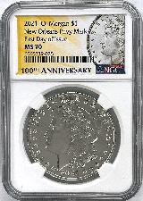 2021 Morgan Silver Dollar with O Privy Mark in NGC MS 70 First Day of Issue