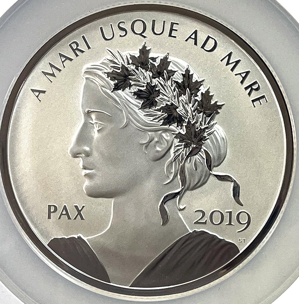 2019 10oz Canada Official Silver Mint Medal Peace and Liberty Ultra High Relief in NGC First Day of Issue PF 70 REV PF