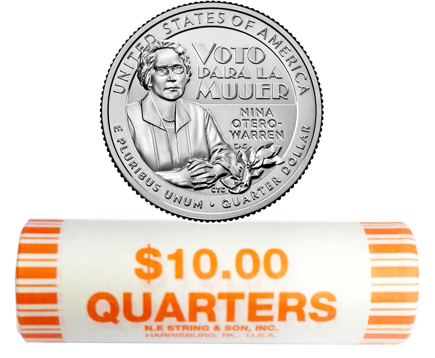 2022 P & D Nina Otero-Warren American Women Quarter ROLLS GEM BU