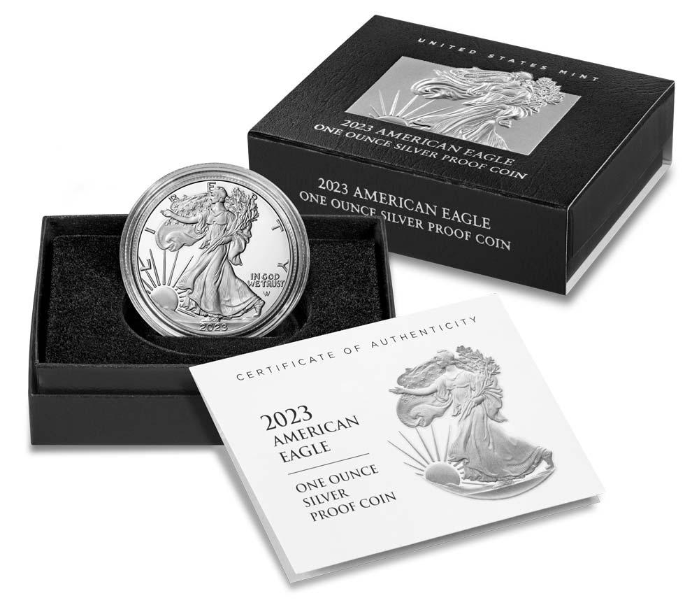 2023 Silver Eagle PROOF In Box with COA 2023-W American Silver Eagle Dollar Proof