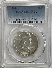 1958 Franklin Silver Half Dollar PCGS MS 64 FBL (Full Bell Lines) From Original Mint Sets