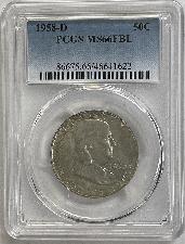 1958-D Franklin Silver Half Dollar PCGS MS 66 FBL (Full Bell Lines) From Original Mint Sets