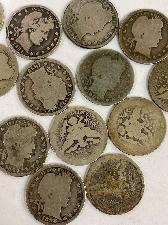 90% US Silver Barber Quarters 1892-1916 $1 FV Lot of 4 Filler Low Grade Quarters