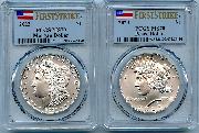 2023 Morgan & Peace Silver Dollar Set in PCGS MS 70 First Strike