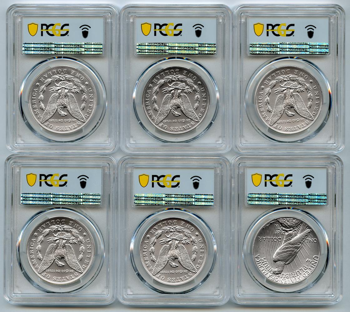 2021 Morgan and Peace Dollar 100th Anniversary 6 Coin Set PCGS MS 70 First Day of Issue