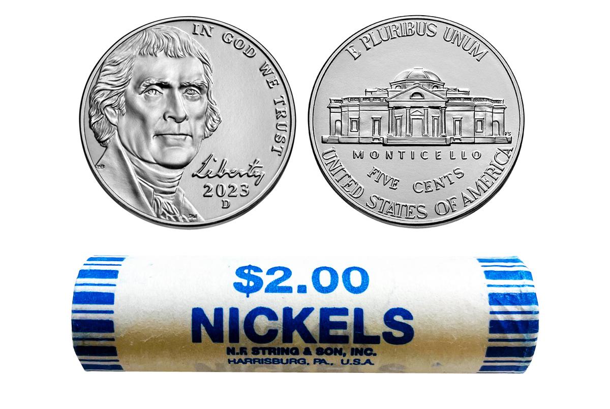 2023-D Jefferson Nickel Bank Wrapped Roll 40 Coins Gem BU