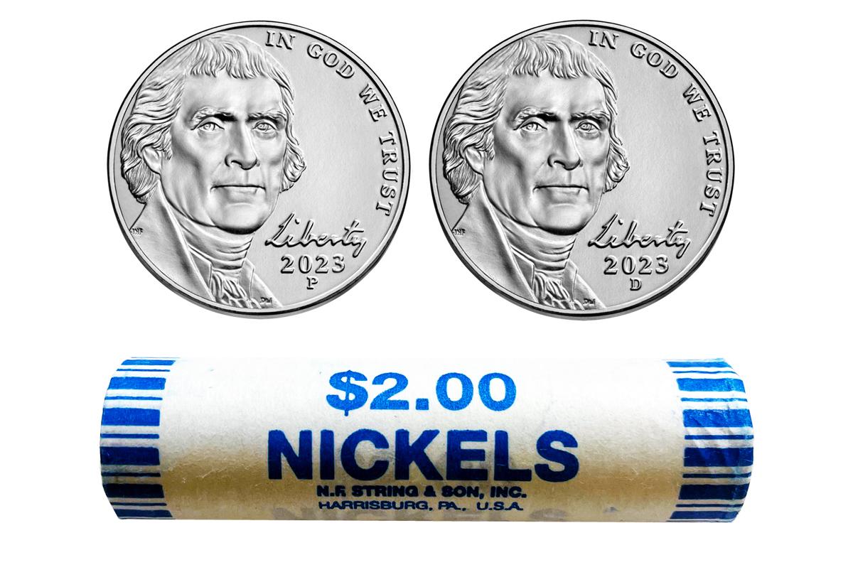 2023 P&D Jefferson Nickel Bank Wrapped Rolls Gem BU