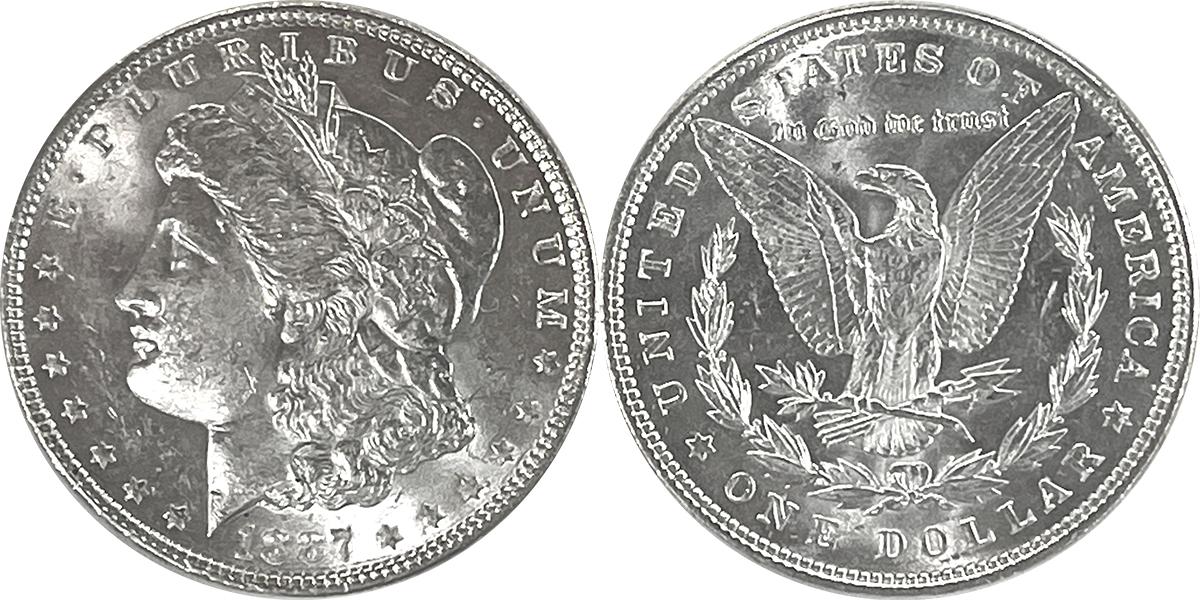 1887 Morgan Silver Dollars - AU+ Condition