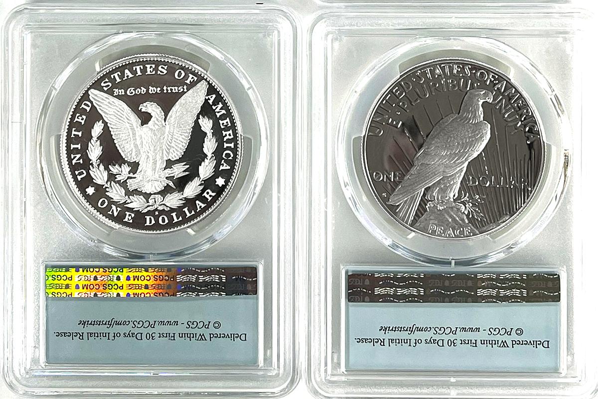 2023-S Morgan & Peace PROOF Silver Dollar Set in PCGS PR 70 DCAM First Strike