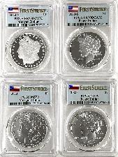 2023 Morgan & Peace Silver Dollar 4 Coin Set in PCGS MS 70 & PR 70 DCAM First Strike