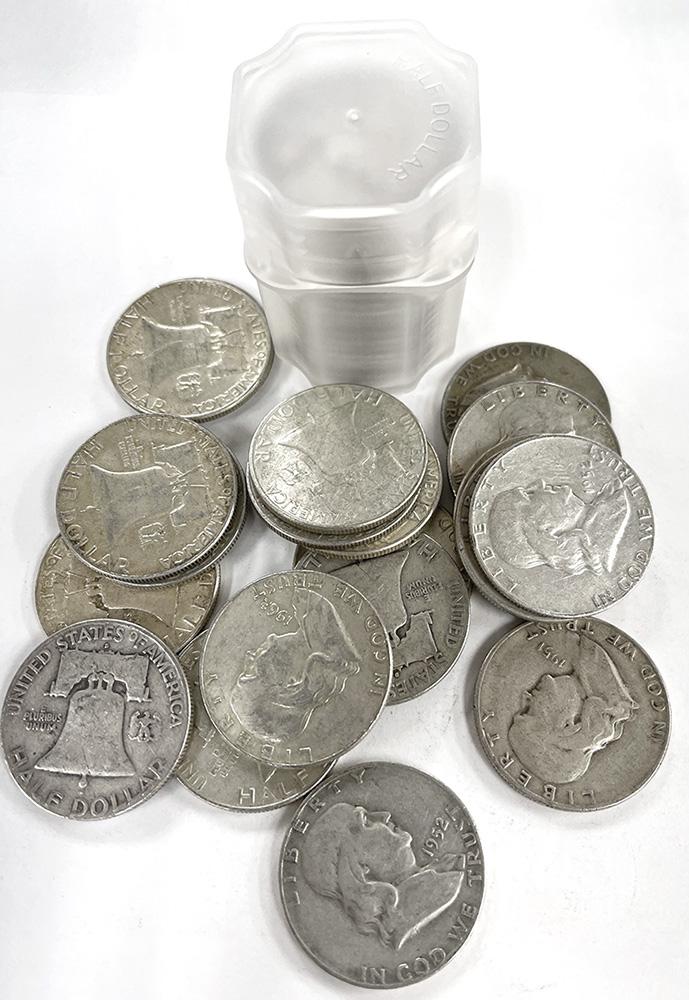 90% Franklin Silver Half Dollar Rolls - 20 Coins $10 Face