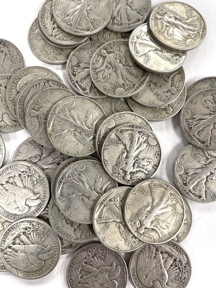 90% U.S. Silver Walking Liberty Half Dollars $1 Face Value 2 Coins