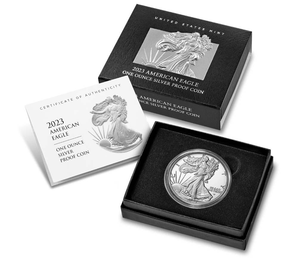 2023 Silver Eagle PROOF In Box with COA 2023-S American Silver Eagle Dollar Proof