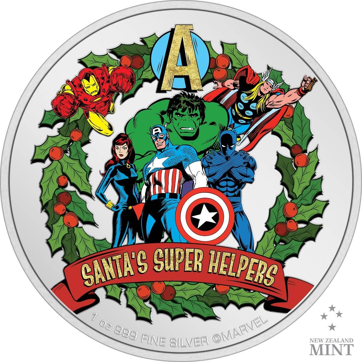 2023 Niue Marvel Season’s Greetings Santa’s Super Helpers 1oz Silver Coin