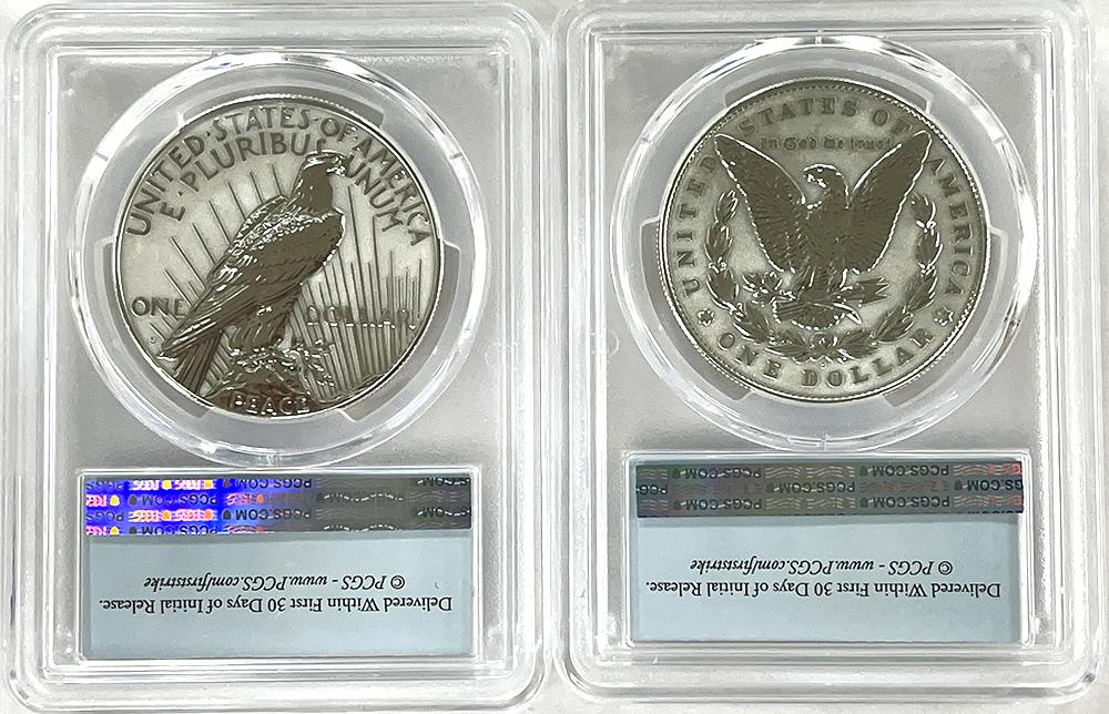 2023-S Morgan & Peace REVERSE PROOF Silver Dollar Set in PCGS PR 70 First Strike