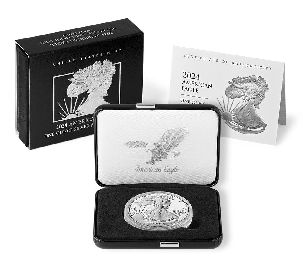 2024 Silver Eagle PROOF In Box with COA 2024-W American Silver Eagle Dollar Proof