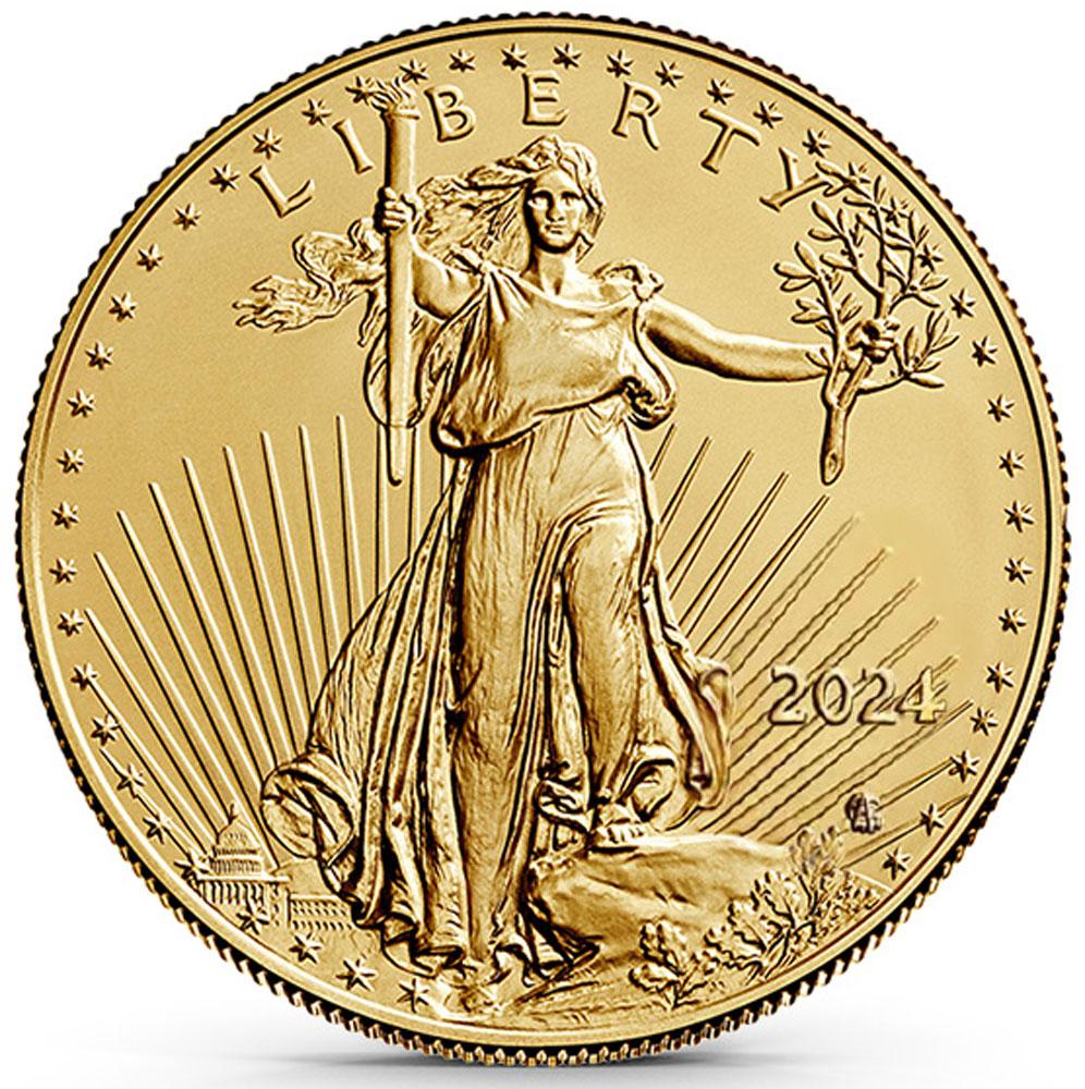 2024 GOLD $5 American Eagle Coin 1/10th Ounce in Capsule
