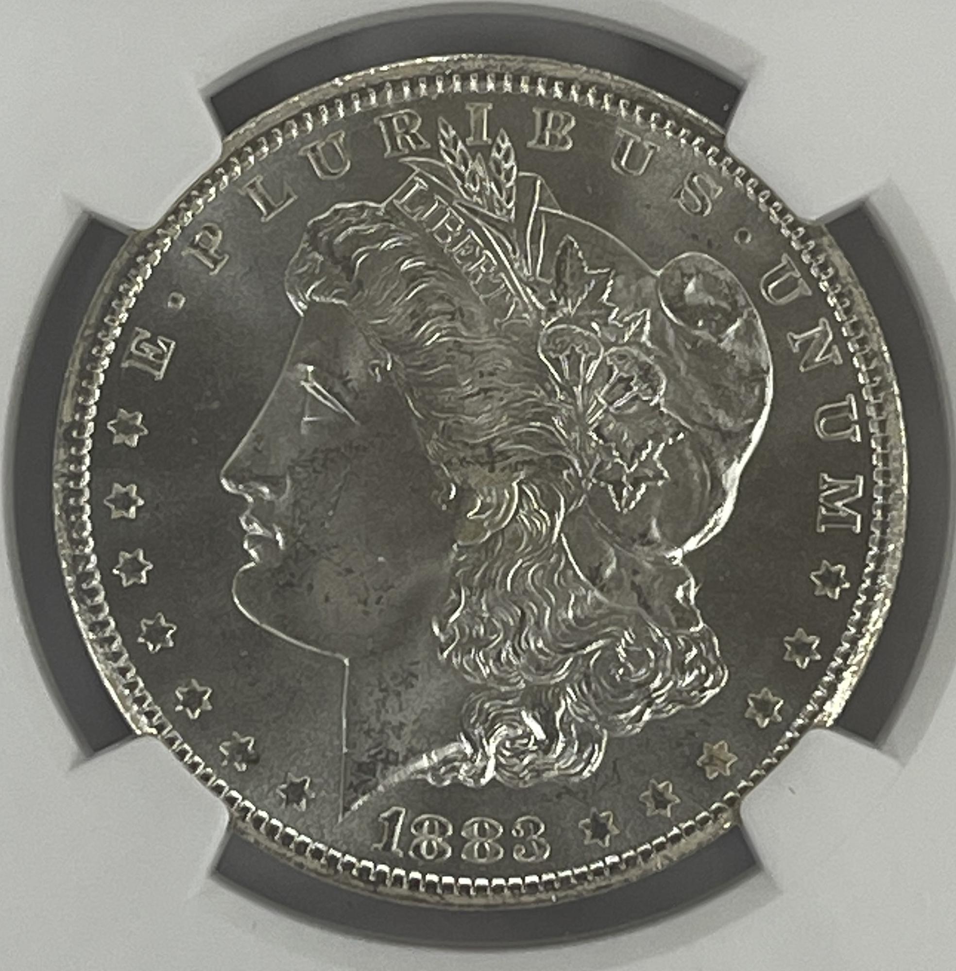 1883-CC Morgan Silver Dollar in NGC MS 64