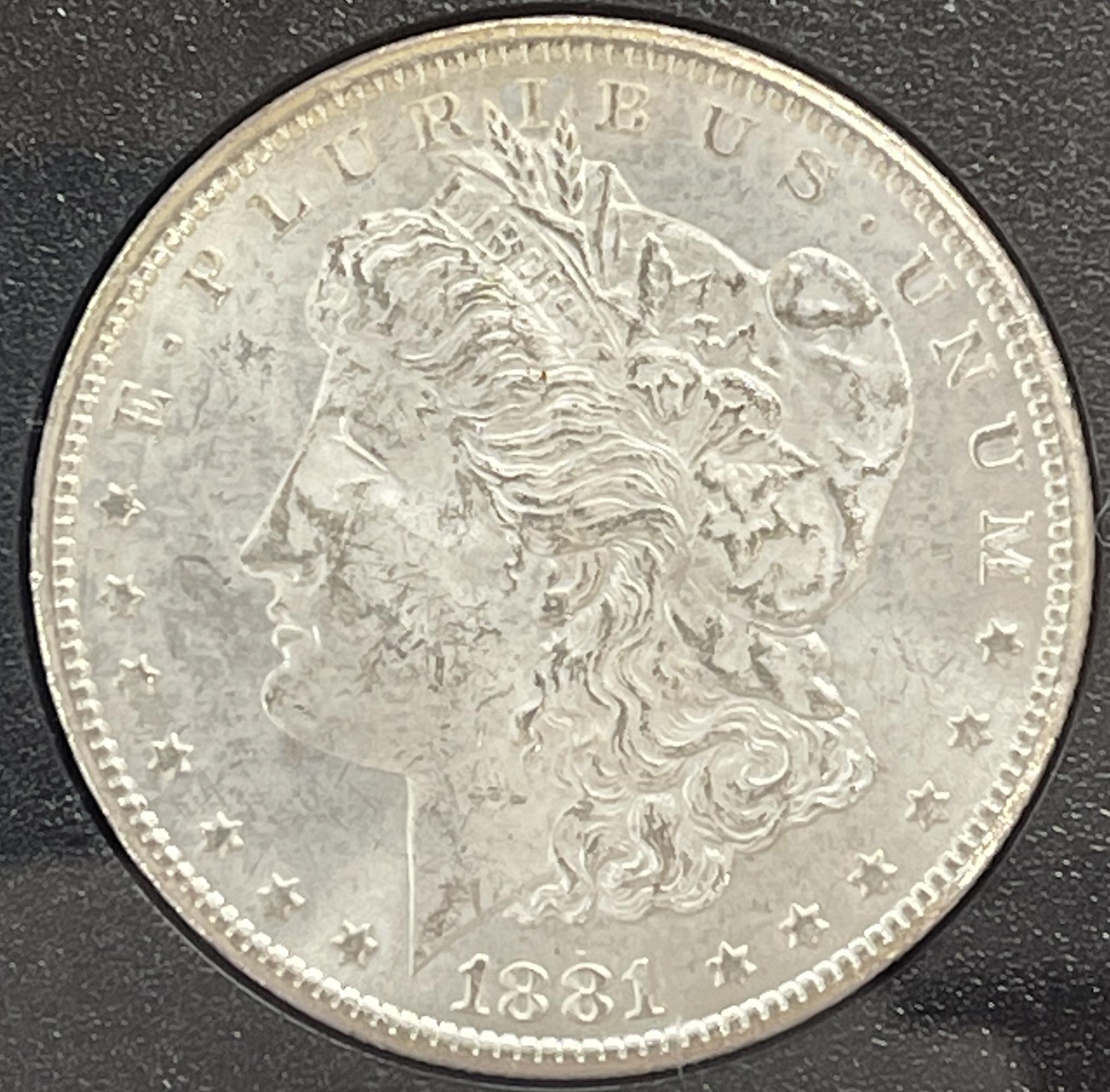 1881-CC Morgan Silver Dollar NGC MS 63 in GSA Hoard Holder