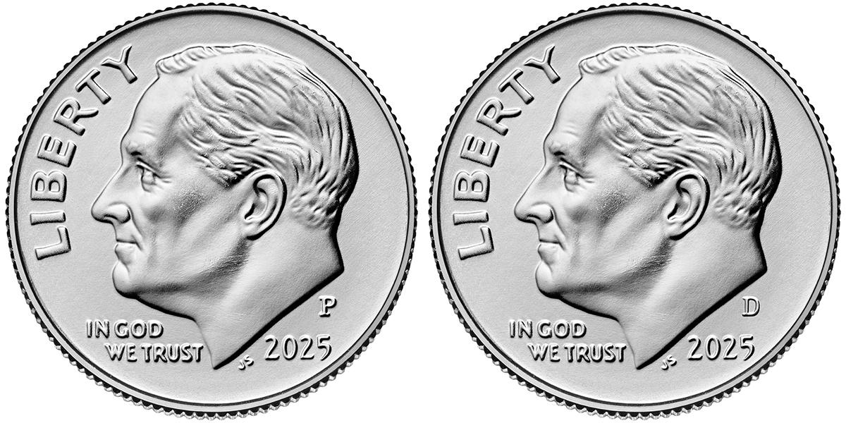 2025 P & D Roosevelt Dime GEM BU 2025 Dimes Perfect for Album