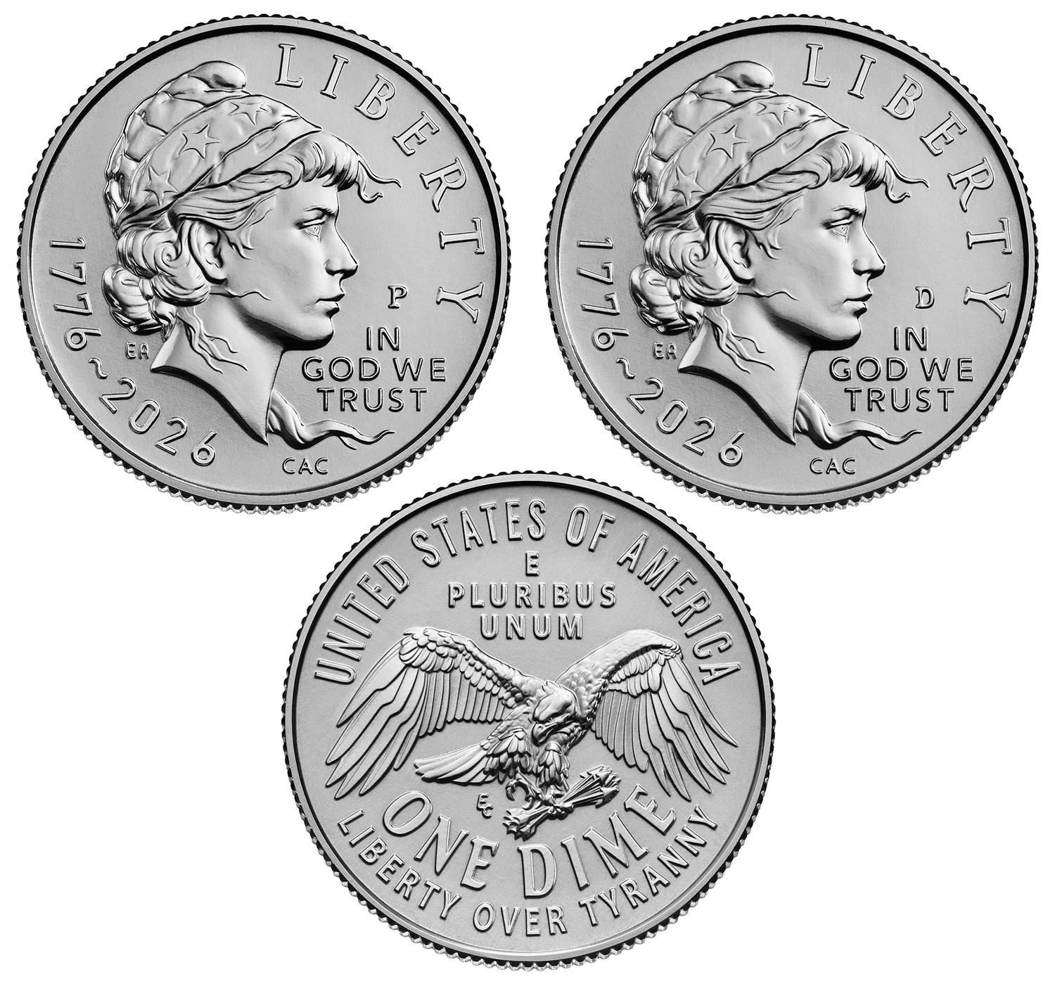 2026 P & D Liberty Dimes Semiquincentennial GEM BU