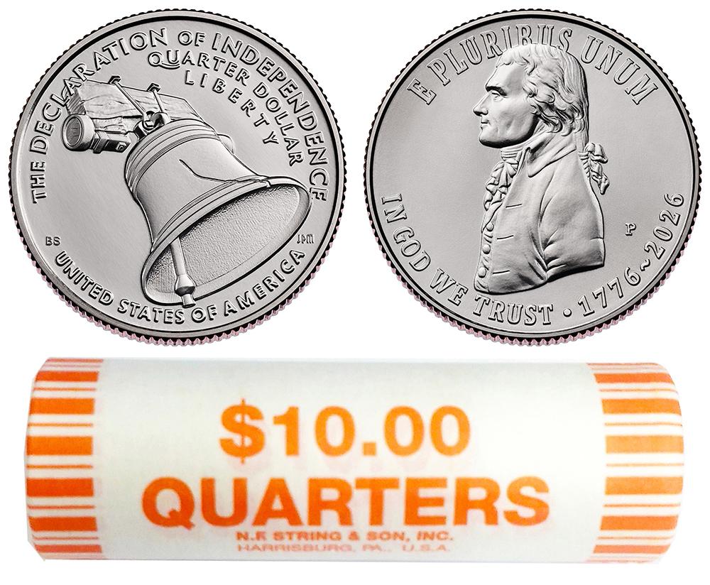 2026-P Declaration of Independence Semiquincentennial Quarter ROLL GEM BU