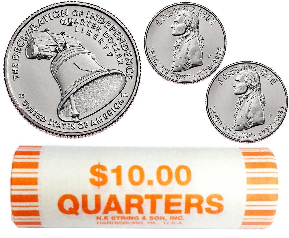 2026 P & D Declaration of Independence Semiquincentennial Quarter ROLLS GEM BU